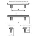 Схема с указанием размеров ручки-кольца для мебели: диаметр 70 мм, высота 21 мм, расстояние между крепежными отверстиями 64 мм