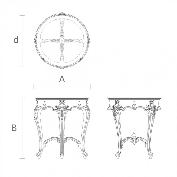 Столик с резьбой Versailles 002-005 чертеж