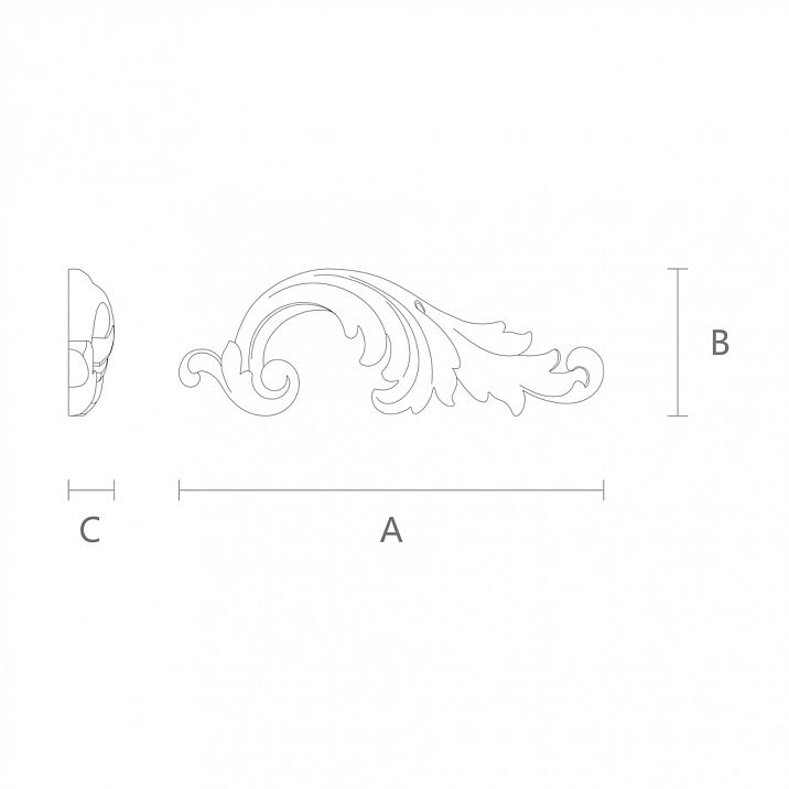 Качественный и оригинальный декор из дерева - резная накладка N-014R чертеж