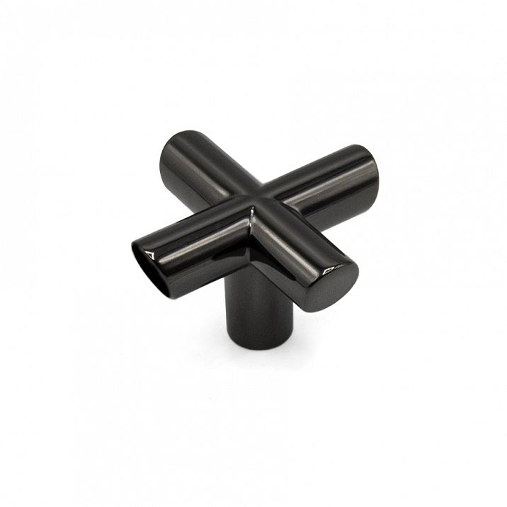 Ручка-кнопка цвет полированного черного никеля 40 мм для шкафов, кухонь