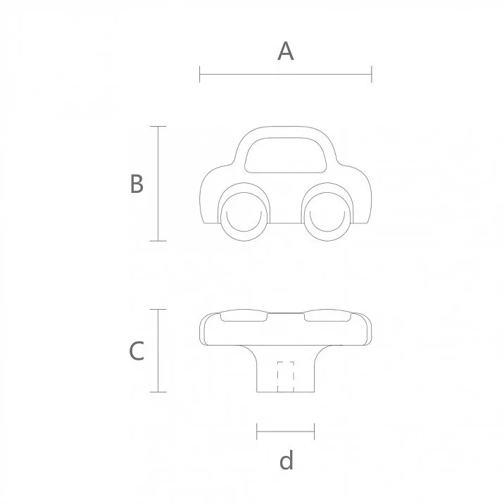 Ручка мебельная детская Car HL-046M от магазина декора Stavros чертеж
