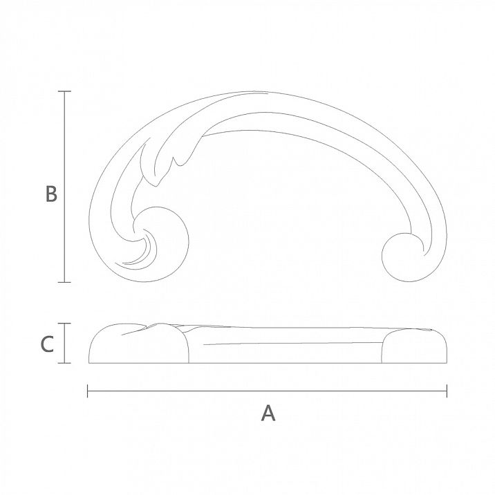 Резная накладка N-288L деревянная в романтическом стиле чертеж