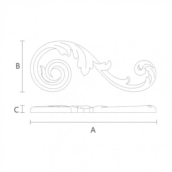 Резная накладка N-295R чертеж