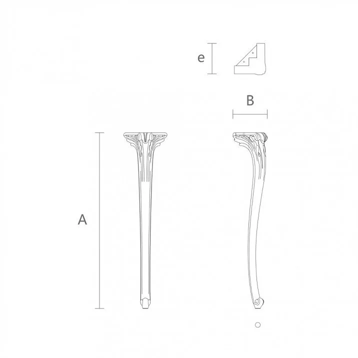 Чертеж резной ножки из дерева для консоли