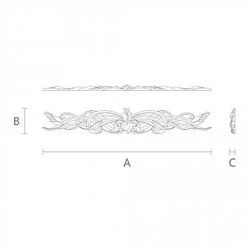 Накладка из дуба или бука N-057-1 с резным орнаментом чертежи
