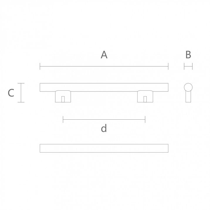 Мебельная ручка-скоба Palmer HL-054 из дерева чертеж