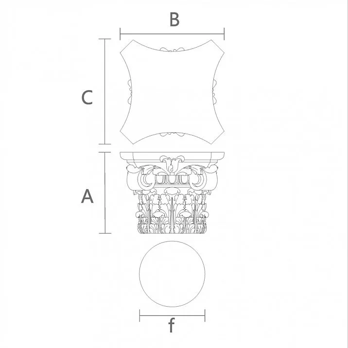 Резная Капитель для Кухонных Гарнитуров KL-011 чертеж