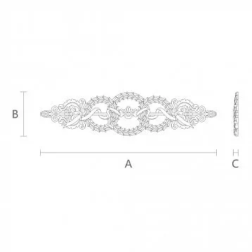 Деревянная накладка N-124 для декора мебели в классическом стиле чертеж