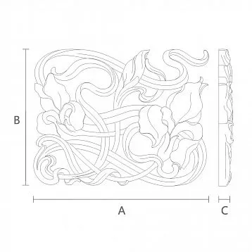 Растительный узор на резной накладке из дерева N-275R чертеж
