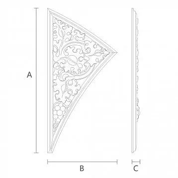 Резная накладка из дерева для декора интерьера - накладка N-351L чертеж