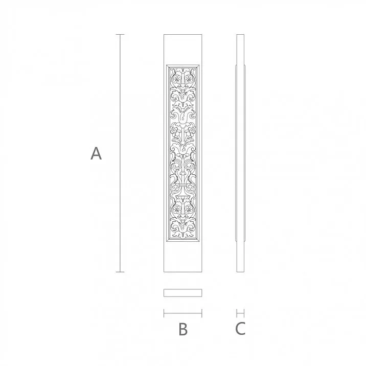 Изделие из дерева для декора лестницы L-101 с прямоугольной формой и рельефной поверхностью чертёж
