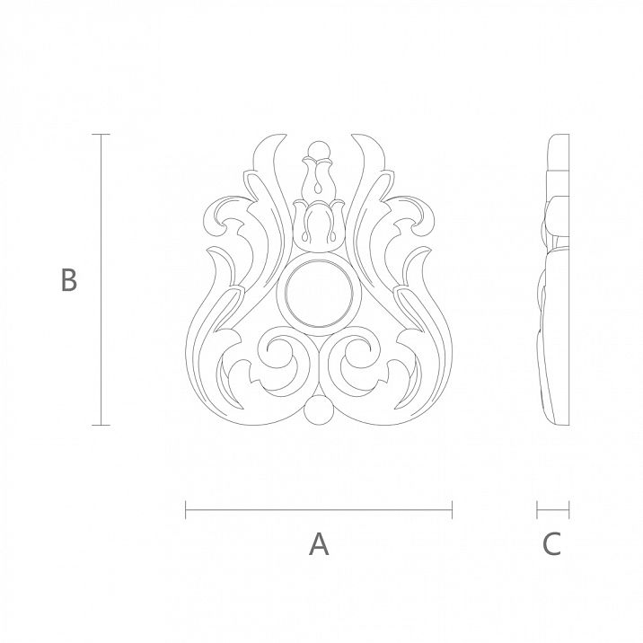Резное изделие из дерева с природными мотивами - накладка N-064 чертеж
