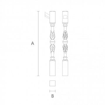 Чертеж резного столба для лестницы из дуба