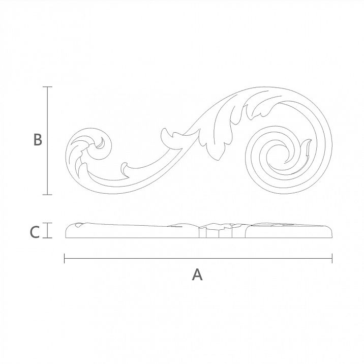 Резная накладка N-295L чертеж