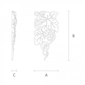 Резная накладка из дерева с узором в виде винограда для украшения интерьера чертеж