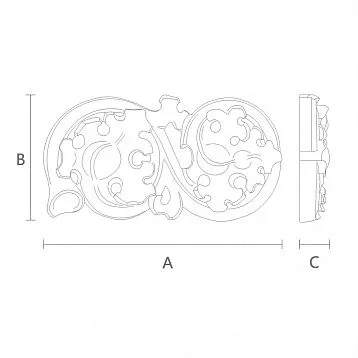 Накладка N-347L для декора стены, потолка, двери или мебели из дерева с резьбой чертеж