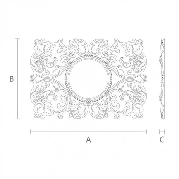 Универсальный декоративный элемент из дерева с резьбой по дереву N-182 чертеж