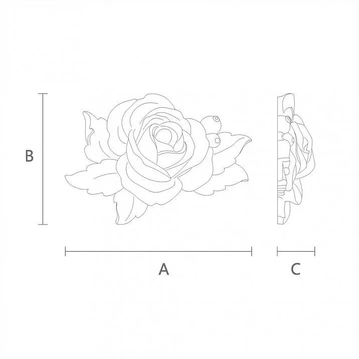 Декоративный элемент из дерева с бутоном розы N-473 чертеж