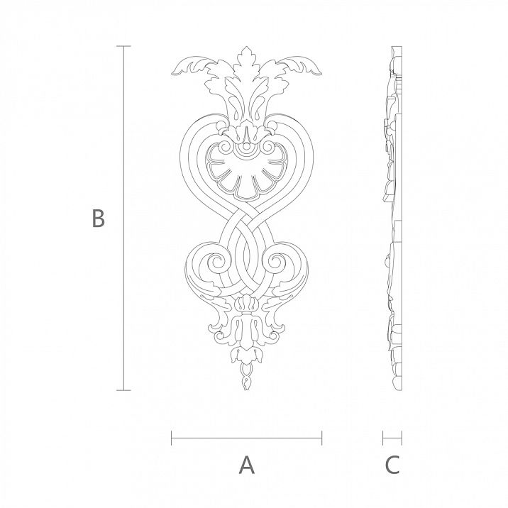 Резной декор из дерева с цветочным орнаментом N-143 чертеж