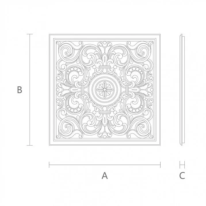 Резная накладка IKN-014 с церковной резьбой чертеж