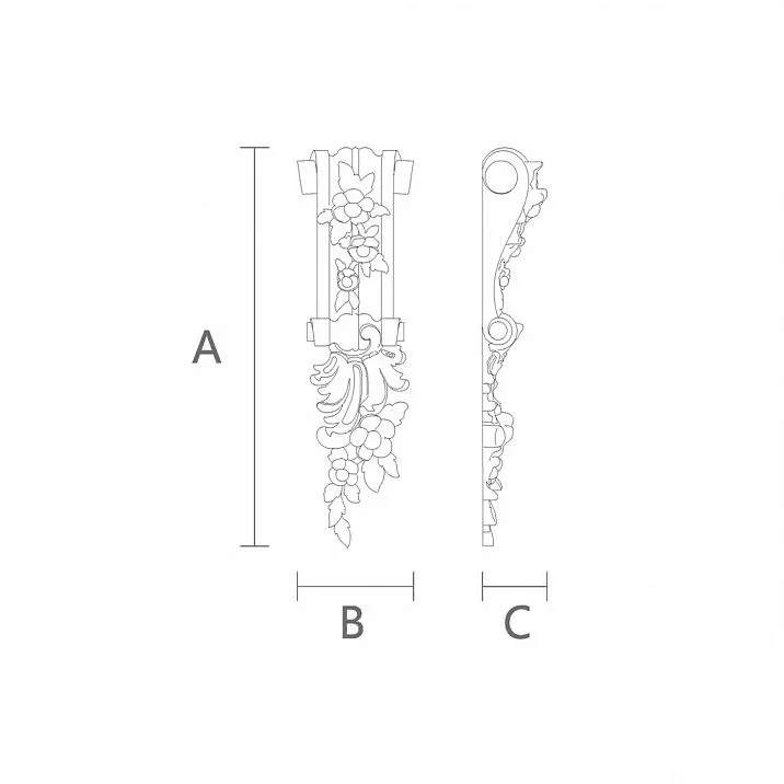 Уникальный дизайн резного кронштейна KR-017R чертеж