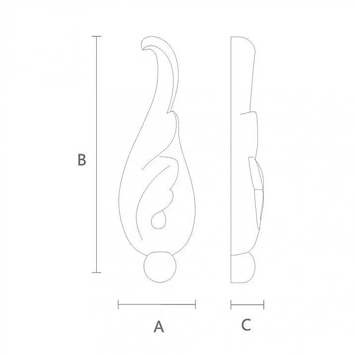 Резная накладка N-312 из дерева чертеж