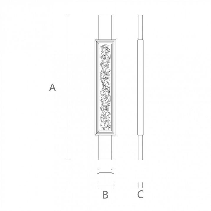 Резная плоская балясина из дерева L-093.1 для лестницы  чертеж