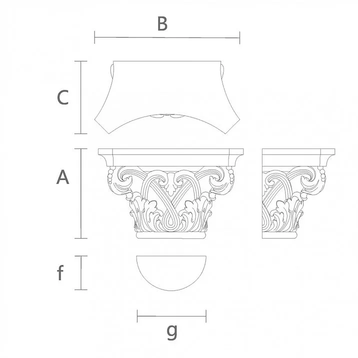 Декоративная Капитель KL-056 в Мебельном Дизайне чертеж