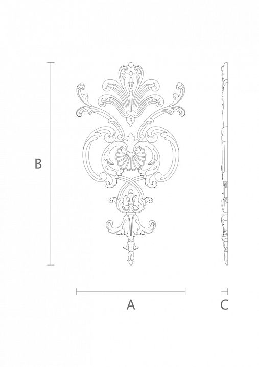 Комплект накладных элементов декора с цветочным мотивом из дерева чертеж