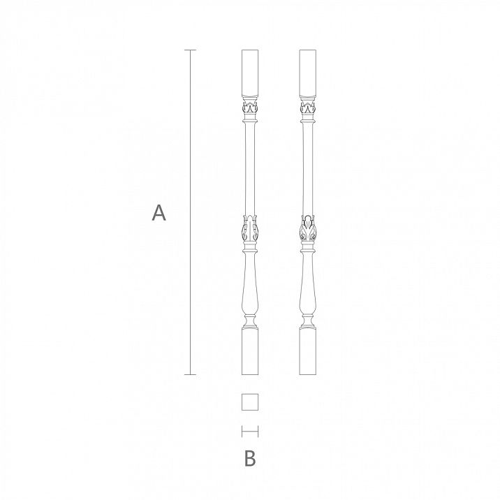 Балясина для лестницы L-049 из дерева с изящным декором чертеж