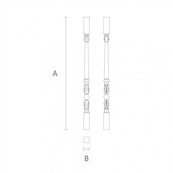 Балясина для лестницы L-048 из дерева натурального цвета чертеж