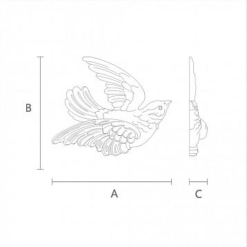 Резная накладка N-476L в форме птицы чертеж