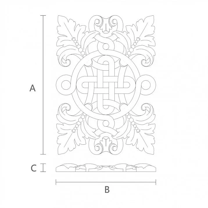 Резная деревянная накладка N-338 для декора интерьера чертеж