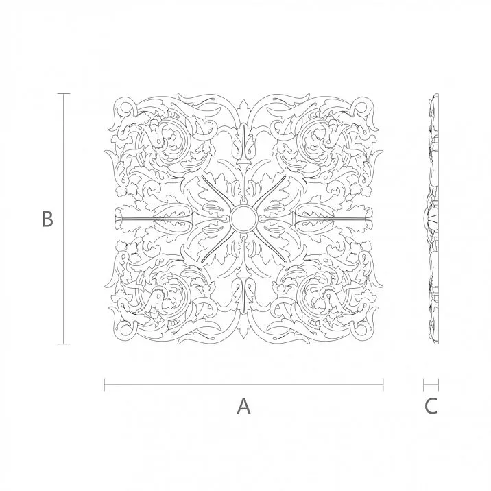 Накладка из дерева N-196 с резьбой в виде кружева чертеж
