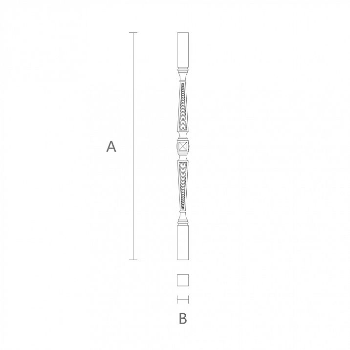 Балясины L-042 из дерева на стенде в магазине Stavros чертеж