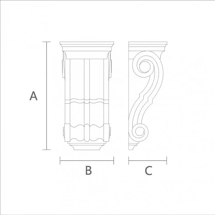 Декоративный кронштейн из массива для полки KR-006 чертеж