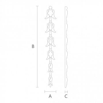 Декоративный элемент из дерева для стены, мебели или двери - резная накладка N-316 чертеж