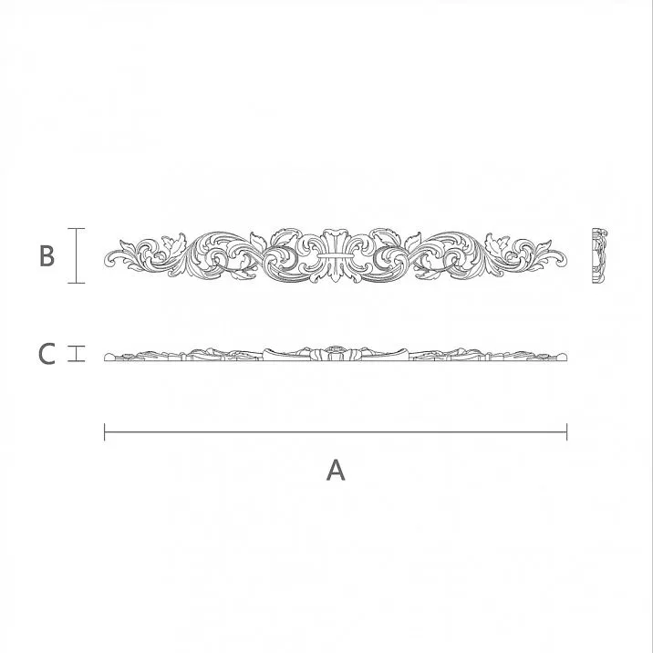 Резная накладка N-478 - эксклюзивный декор из дерева чертеж