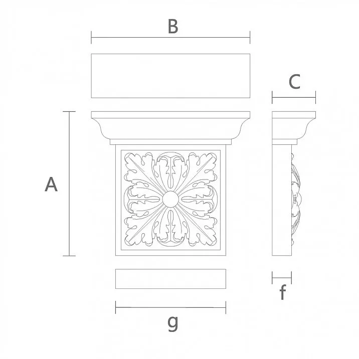 Декоративная Капитель из Дуба KL-032 чертеж