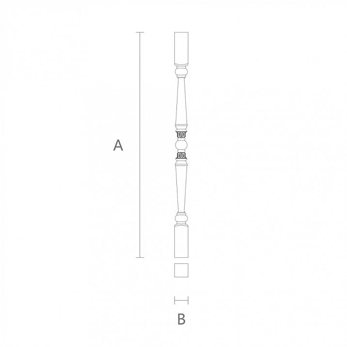 Балясина из дерева L-026 с резьбой  чертёж
