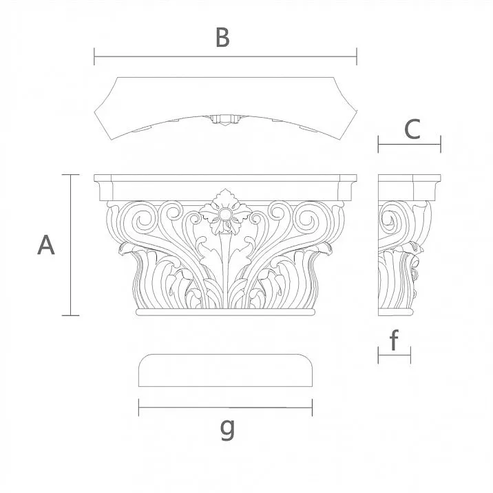 Капитель KL-022 для Декора Колонн чертеж