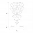 Резная деревянная накладка N-372 с цветком для украшения мебели чертеж