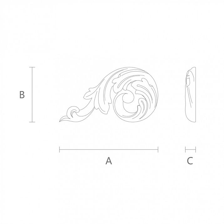 Резная накладка N-119L из дуба  чертеж