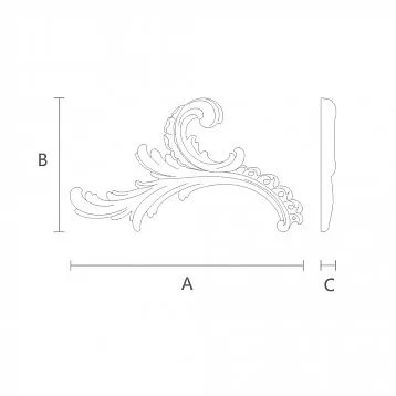 Резная накладка N-461L из дерева для декора чертеж