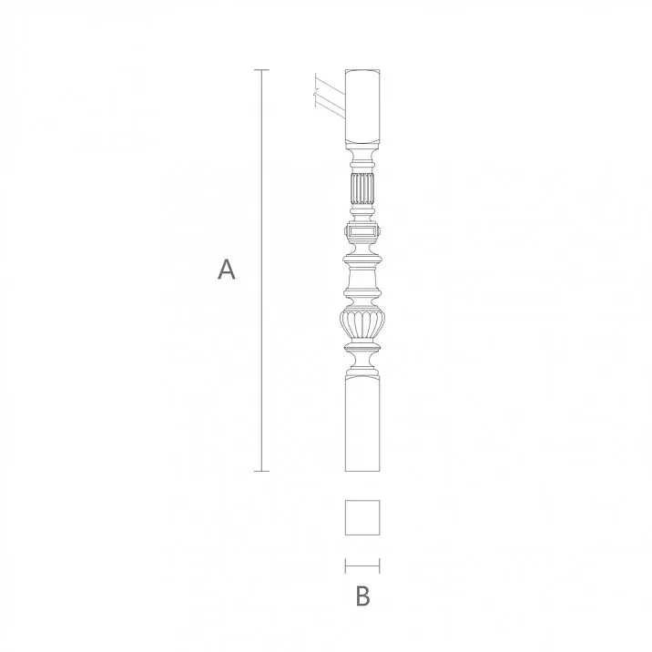Чертеж столба для лестницы деревянного