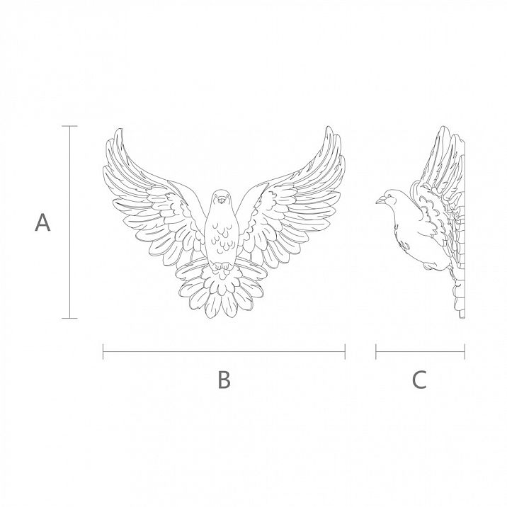Резной голубь IKN-004 декор из дерева чертеж