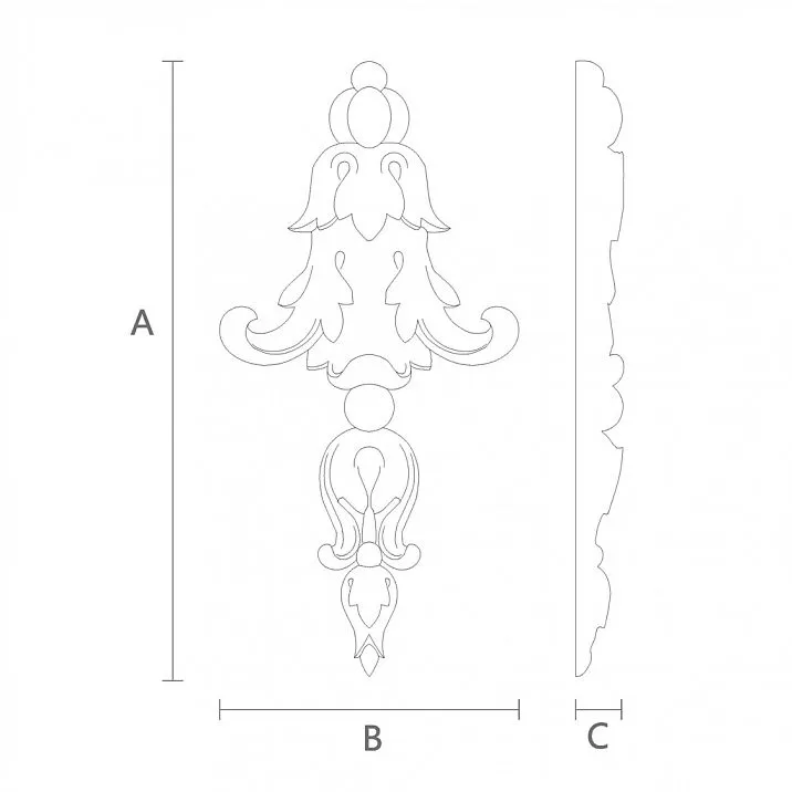 Резная деревянная накладка с узором из листьев и цветов, накладка N-371 чертеж