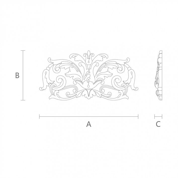 Элемент декора из дерева N-040 с резьбой по дереву в форме цветов чертеж