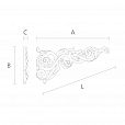 Резная накладка N-339L из дерева с цветочным узором чертеж