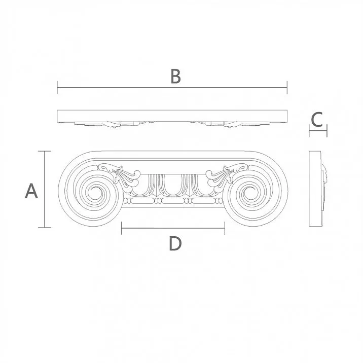 Деревянная Капитель KL-008 для Эксклюзивного Дизайна чертеж